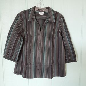 Old Navy 62 Women's Top Blouse Stretch Multicolor Stripes Plus Sz XXL Preowned